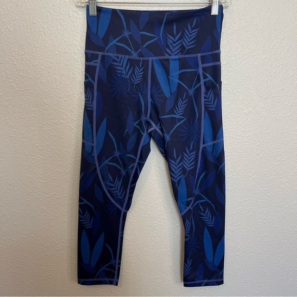 Zyia Tropical Print Blue Pocket Legging Size 4 - Picture 6 of 8